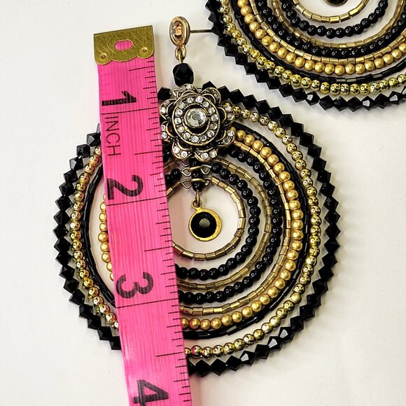 Double Circle Statement Drop Earrings Chandelier Earrings House of Moda Earrings - Picture 7 of 14
